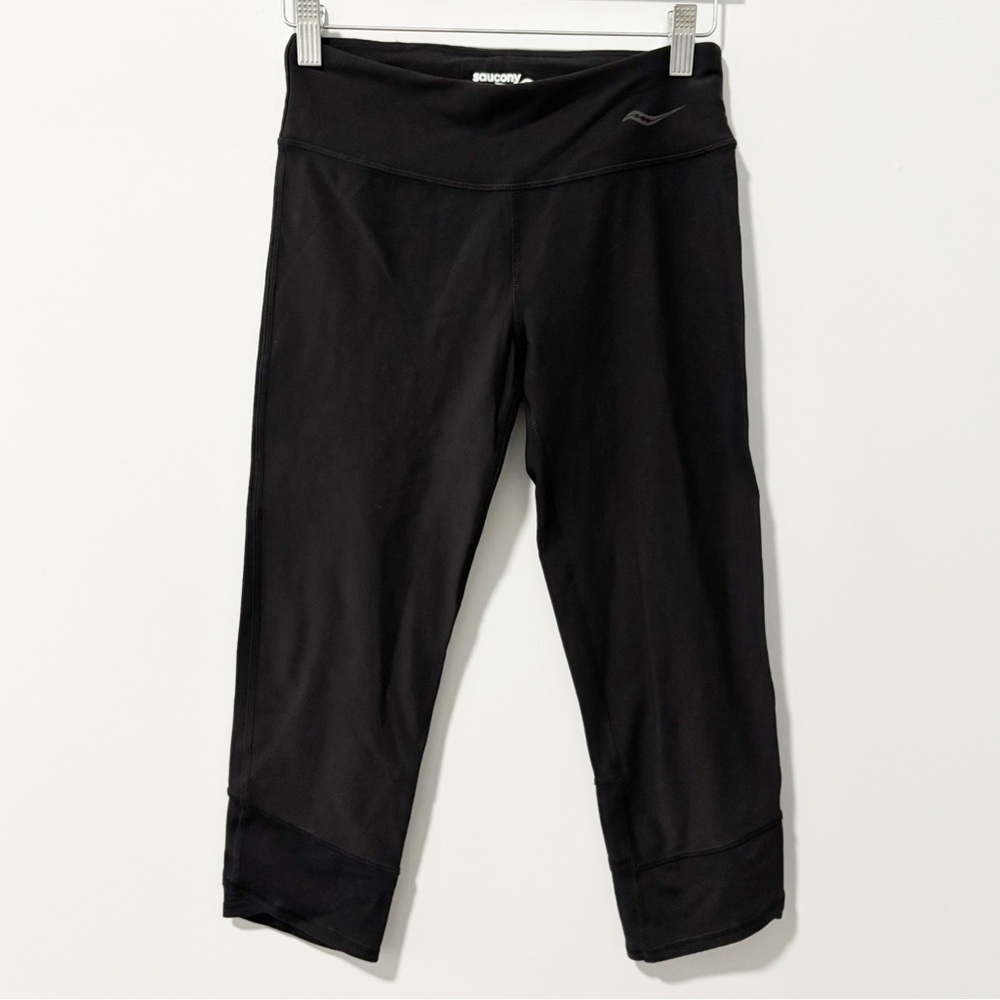 Saucony Cropped Leggings Womens Size Small Black Workout Running Gym Athletic‎